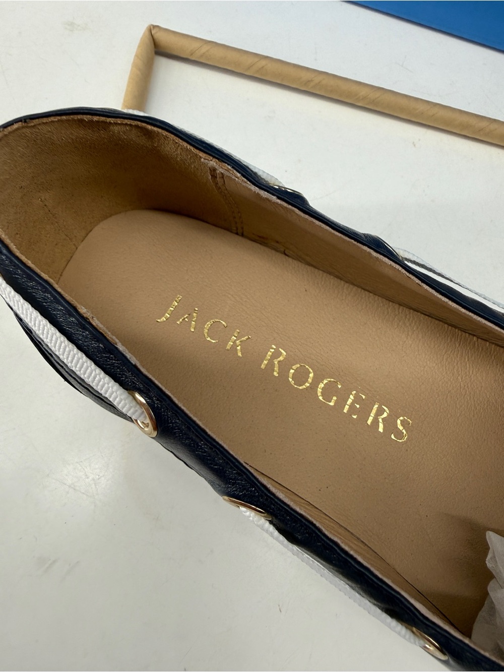 Jack Rogers Bonnie weekend loafer style 111221FL05 color midnight navy white bow - Picture 10 of 15
